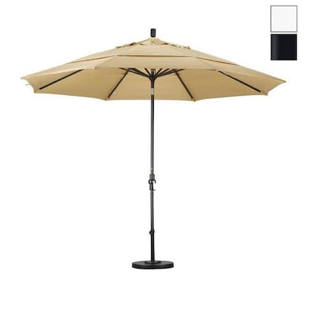 California Umbrella California Umbrella GSCU118302-F04-DWV 11 ft. Aluminum Market Umbrella Collar Tilt Matted Black-Olefin-White-DWV GSCU118302-F04-DWV
